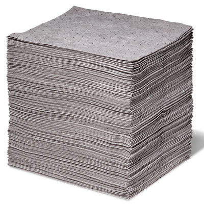 Universal Absorbent Pads - Light Weight - Perforated - Gray - 16 Inch x18  Inch (200 per Box), Spill Control, General Use Supplies, Shop Supplies  and Safety